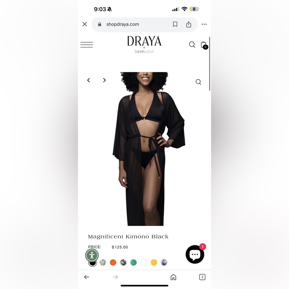 Draya by Swiminista Black Sheer Kimono